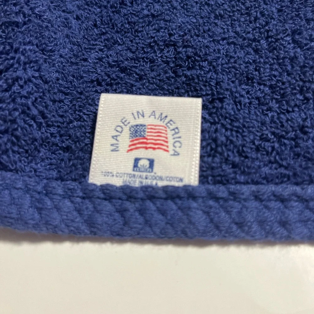 Made In The Usa Navy Shell Beach House Decor WOOVEN Bowling Hand Towel Set Of 2